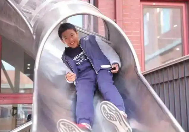 学校打破常规布局的圆形篮球场藏在树林间的流线型云梯攀爬区 学校打破常规布局的圆形篮球场藏在树林间的流线型云梯攀爬区